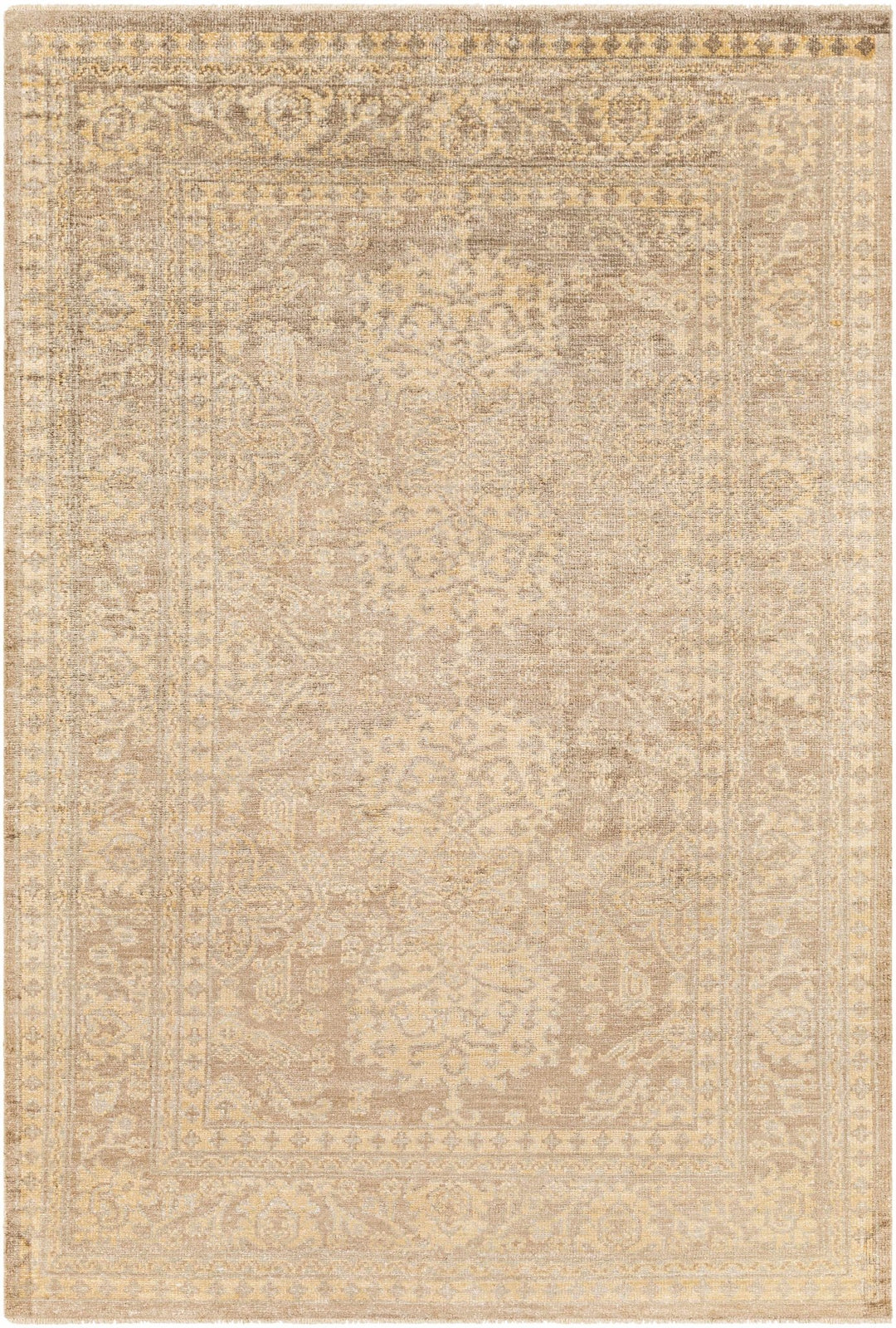 Stirum Traditional Oushak Design Beige Hand Knotted Area Rug - The Rug Decor