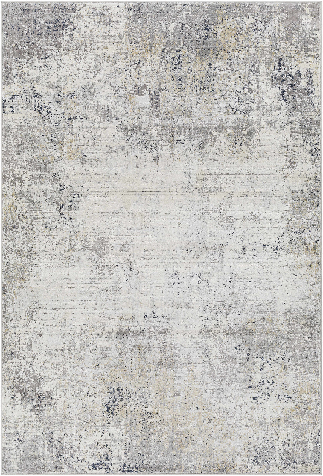 Gray And Ivory Modern Abstract Machine Woven Area Rug