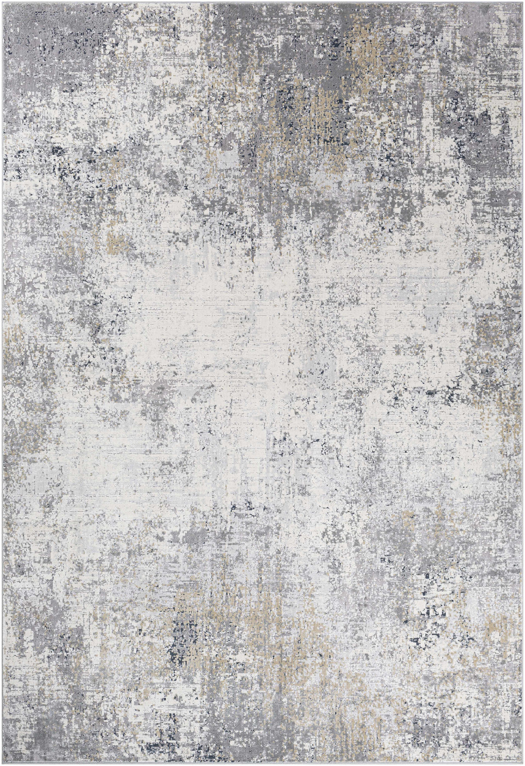 Gray And Ivory Modern Abstract Machine Woven Area Rug