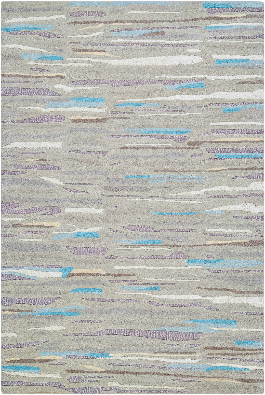 Atius Contemporary Abstract Gray And Blue Hand Tufted Area Rug
