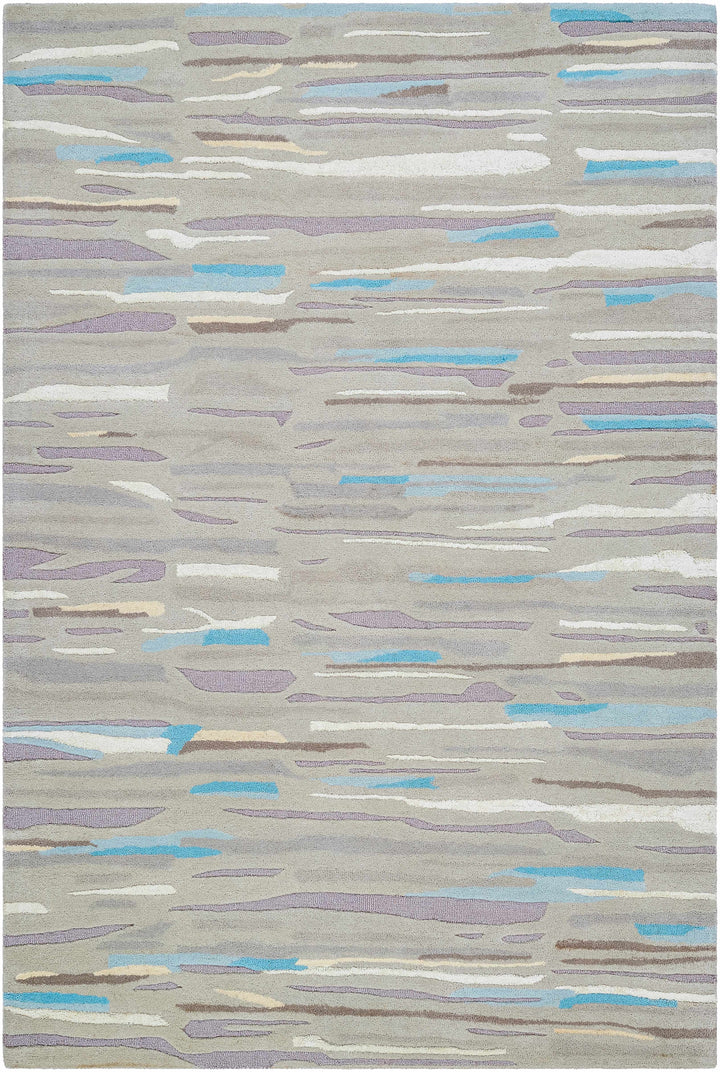 Atius Contemporary Abstract Gray And Blue Hand Tufted Area Rug