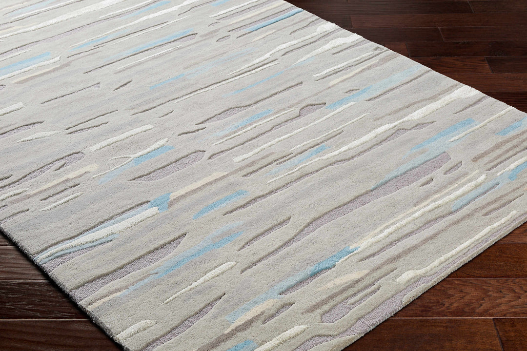 Atius Contemporary Abstract Gray And Blue Hand Tufted Area Rug