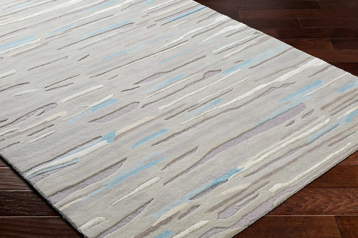 Atius Contemporary Abstract Gray And Blue Hand Tufted Area Rug