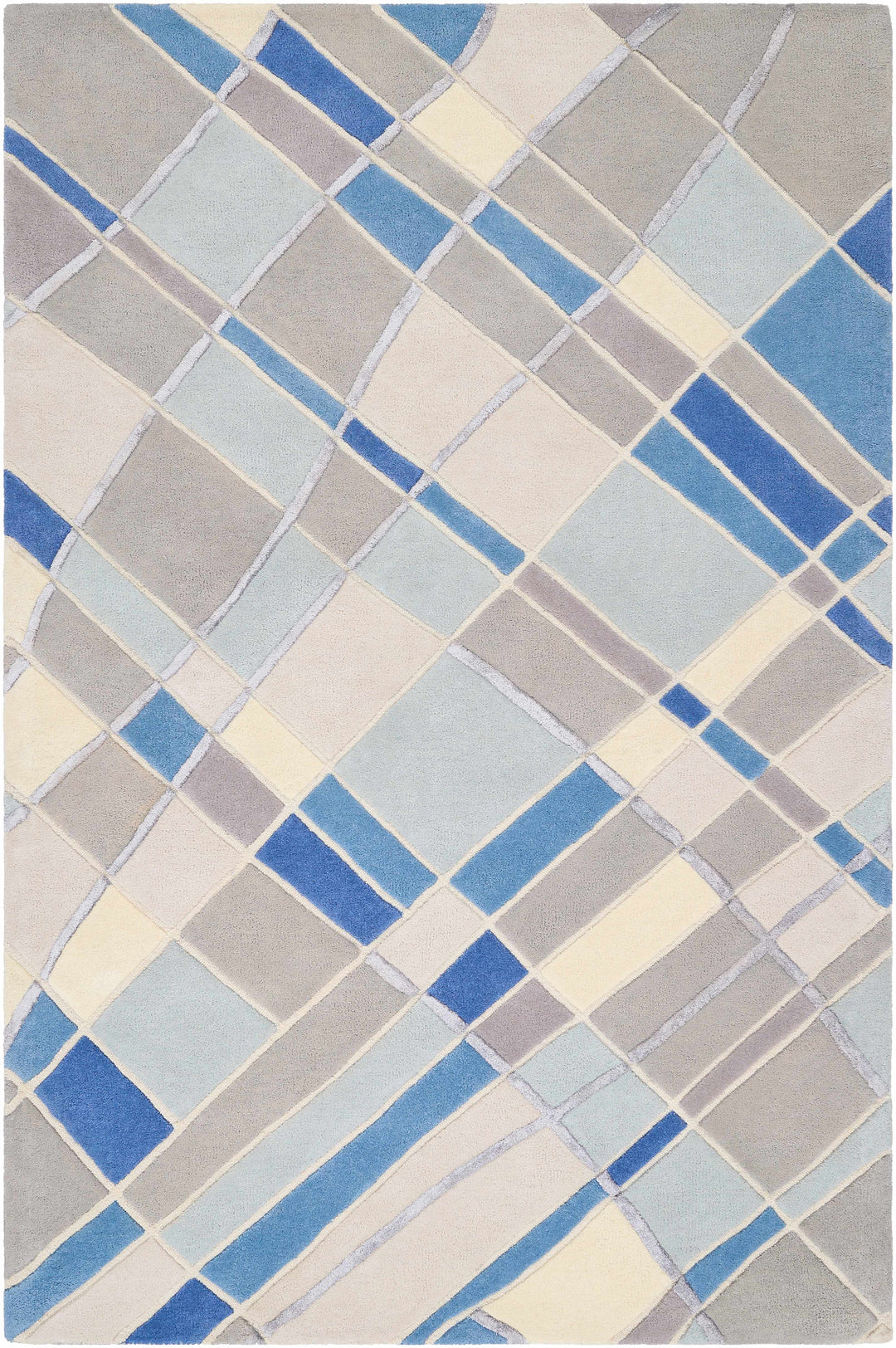 Carla Contemporary Style Gray And Blue Hand Tufted Rug