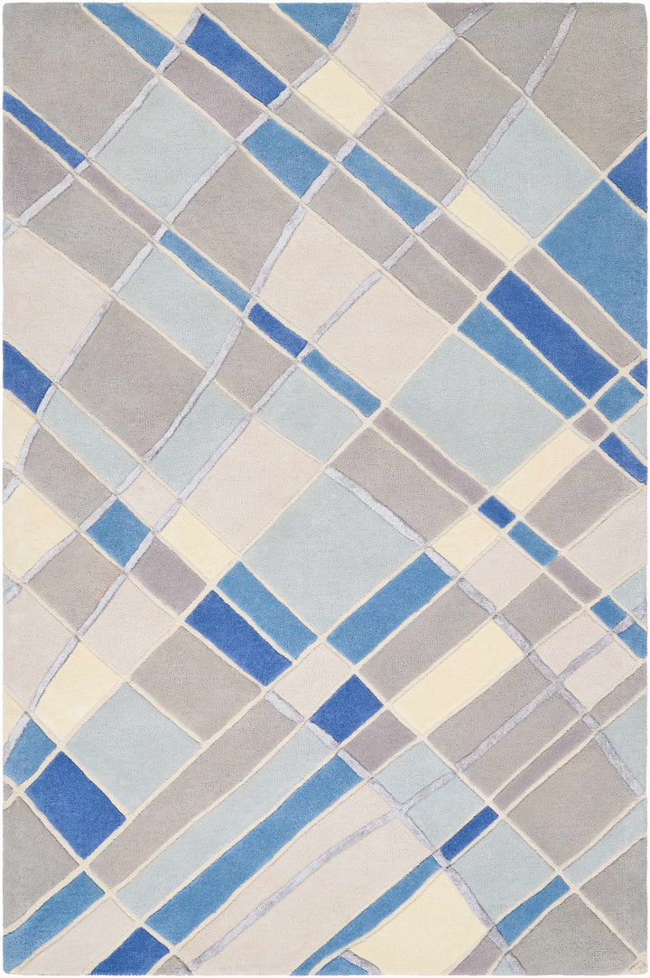 Carla Contemporary Style Gray And Blue Hand Tufted Rug
