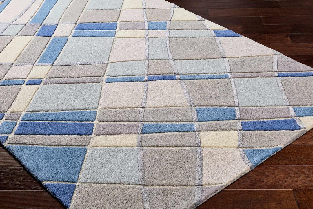 Carla Contemporary Style Gray And Blue Hand Tufted Rug
