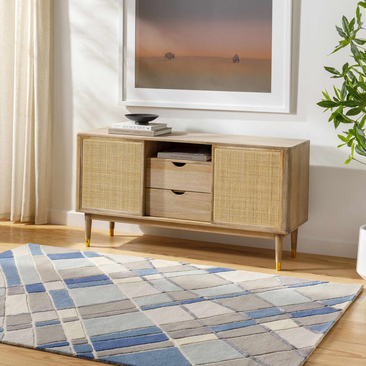 Carla Contemporary Style Gray And Blue Hand Tufted Rug