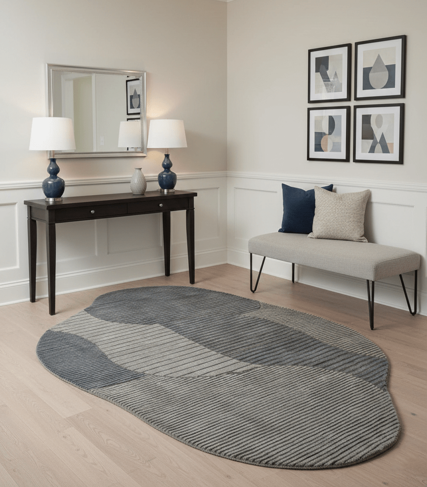 Stone Modern Gray And Silver Hand Tufted 5x7 Wool Area Rug - The Rug Decor