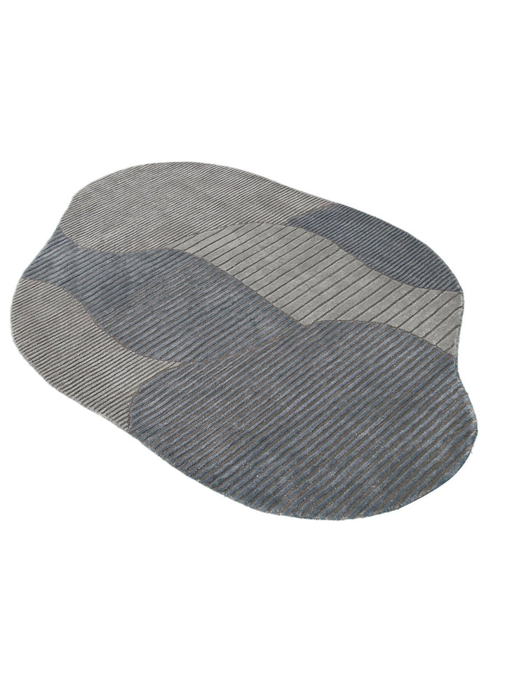 Stone Modern Gray And Silver Hand Tufted 5x7 Wool Area Rug - The Rug Decor