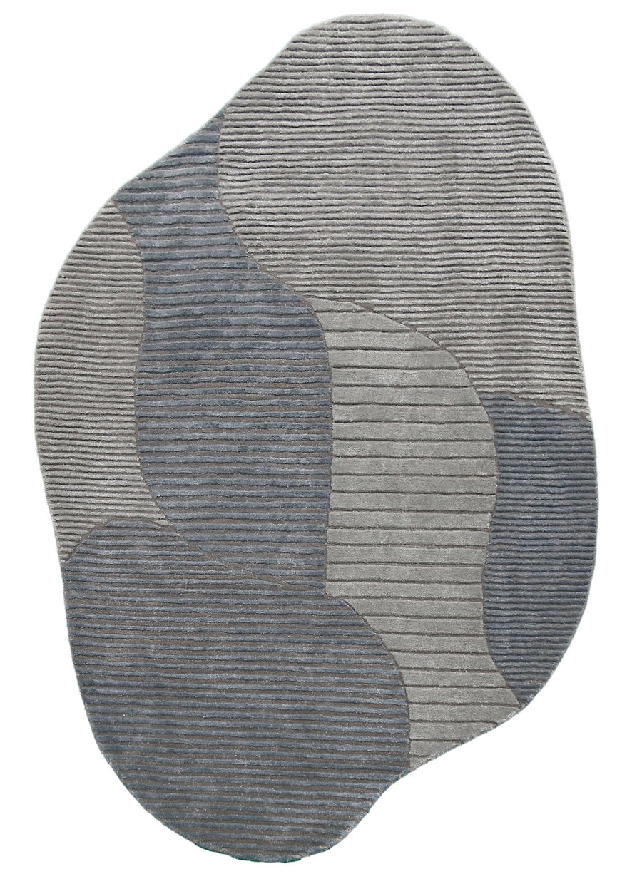Stone Modern Gray And Silver Hand Tufted 5x7 Wool Area Rug - The Rug Decor