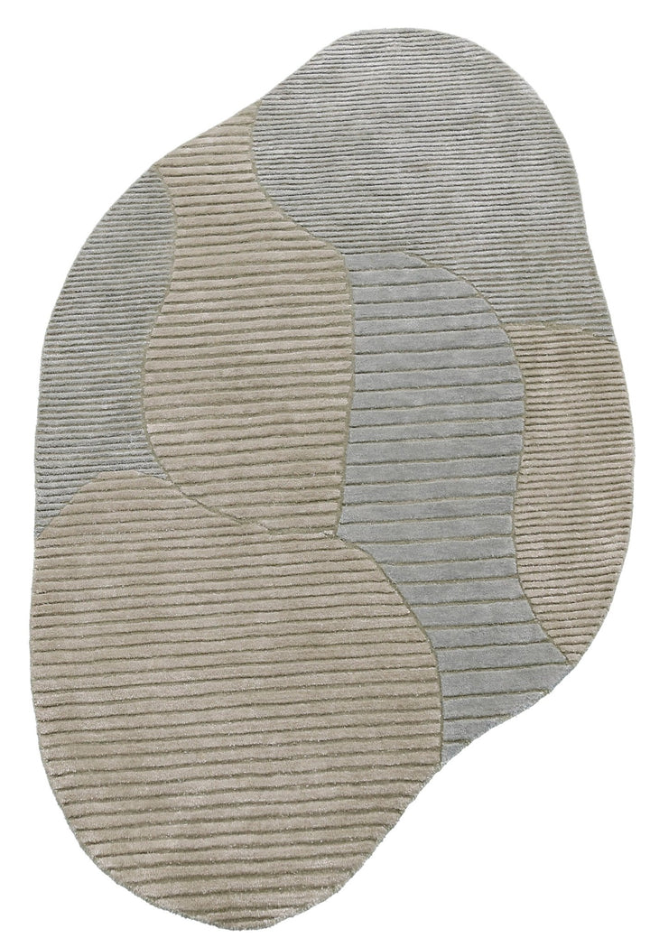 Stone Modern Ripple Beige And Gray Hand Tufted 5x7 Wool Rug - The Rug Decor