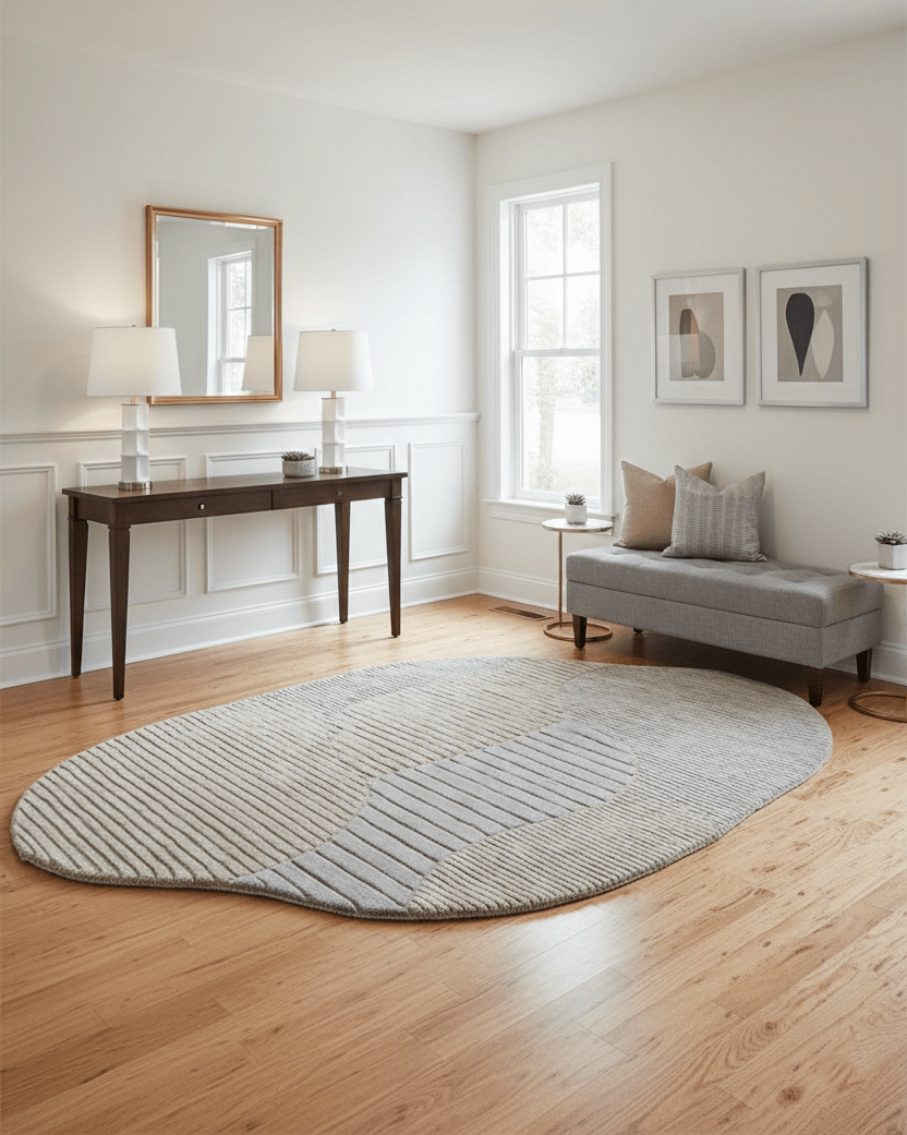 Stone Modern Ripple Beige And Gray Hand Tufted 5x7 Wool Rug - The Rug Decor