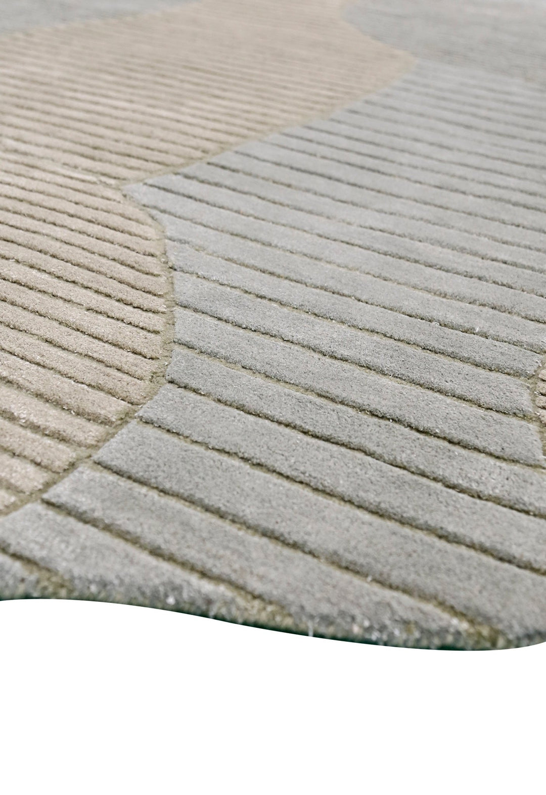 Stone Modern Ripple Beige And Gray Hand Tufted 5x7 Wool Rug - The Rug Decor