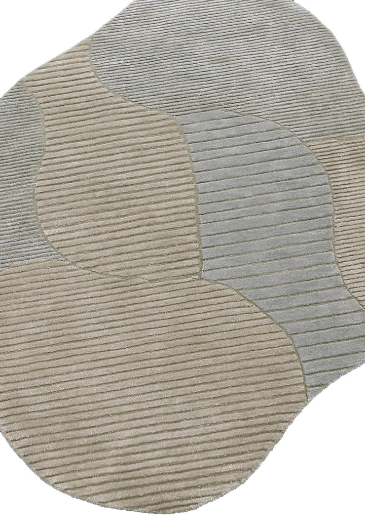 Stone Modern Ripple Beige And Gray Hand Tufted 5x7 Wool Rug - The Rug Decor