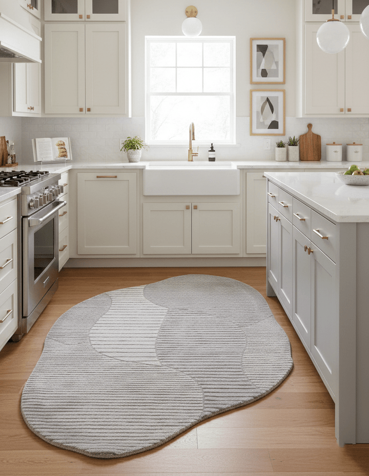 Stone Modern Ripple Lines Gray and Lilac Hand Tufted 5x7 Wool Rug - The Rug Decor