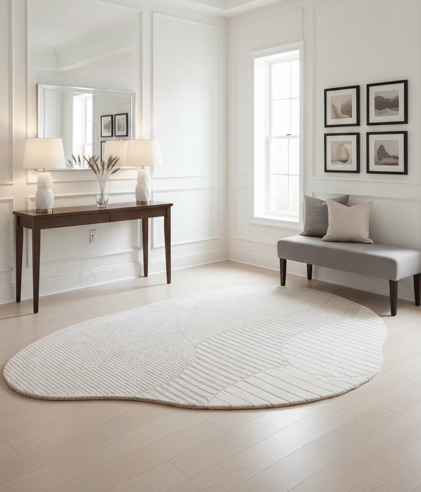 Stone Modern Ripple Pink Hand Tufted 5x7 Wool Rug - The Rug Decor