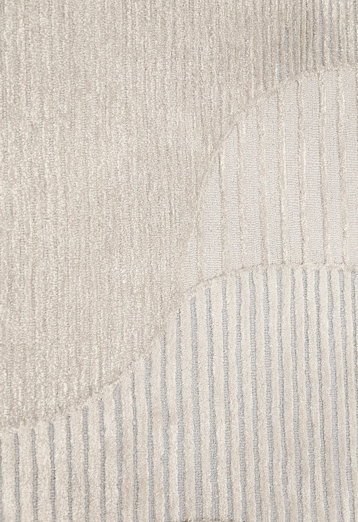 Stone Modern Silver and Beige Ripple Hand Tufted 5x7 Wool Rug - The Rug Decor