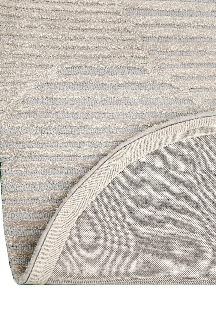 Beige Ripple Rug Stone Modern Silver and Beige Ripple Hand Tufted 5x7 Wool Rug – The Rug ...