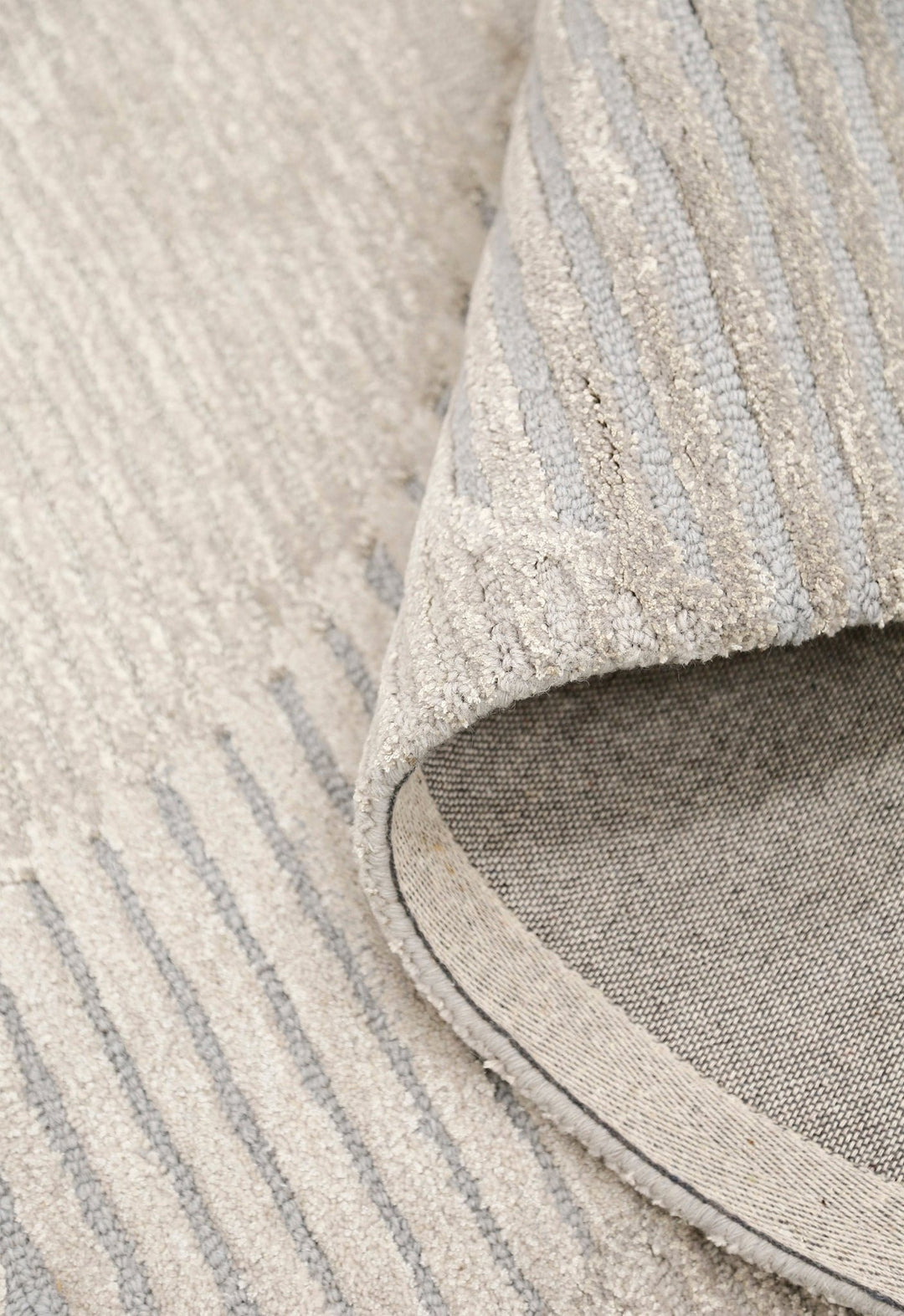 Beige Ripple Rug Stone Modern Silver and Beige Ripple Hand Tufted 5x7 Wool Rug – The Rug ...