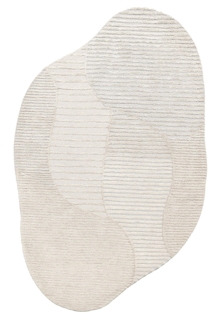 Stone Modern Silver and Beige Ripple Hand Tufted 5x7 Wool Rug - The Rug Decor