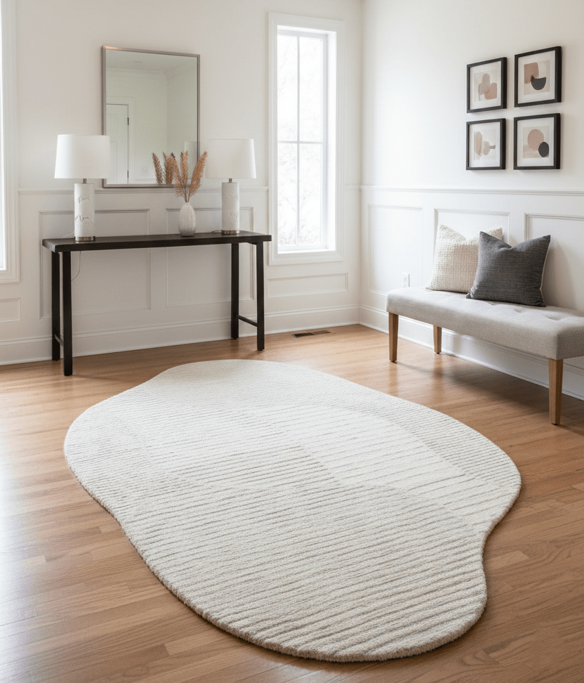 Stone Modern Silver and Beige Ripple Hand Tufted 5x7 Wool Rug - The Rug Decor