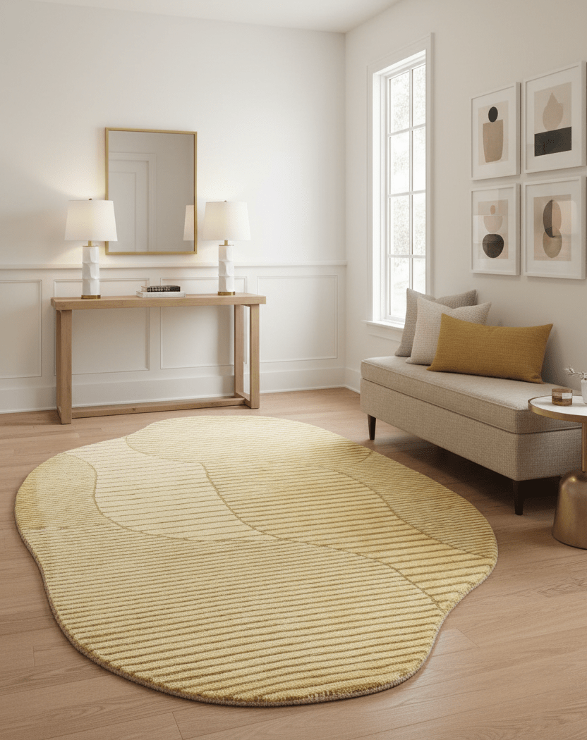 Stone Modern Style Yellow Hand Tufted 5x7 Wool Area Rug - The Rug Decor