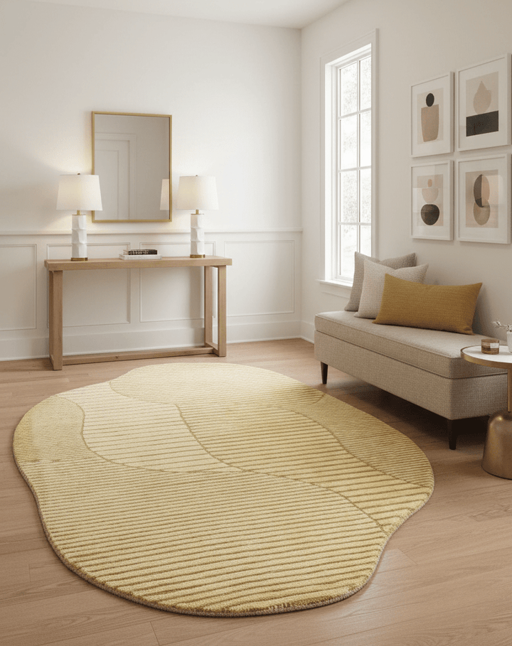 Stone Modern Style Yellow Hand Tufted 5x7 Wool Area Rug - The Rug Decor