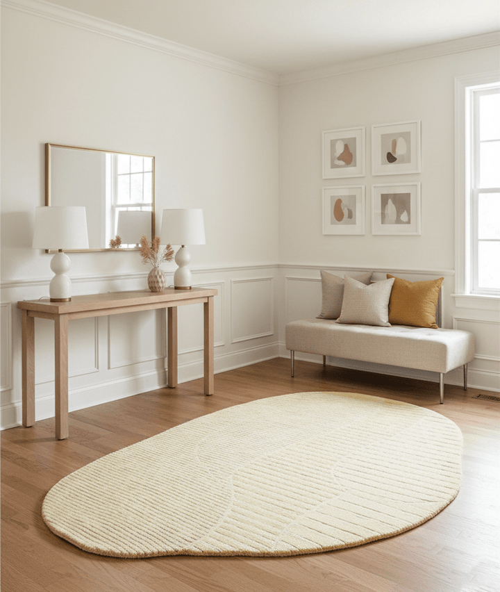 Stone Modern Yellow Ripple Hand Tufted 5x7 Wool Area Rug - The Rug Decor