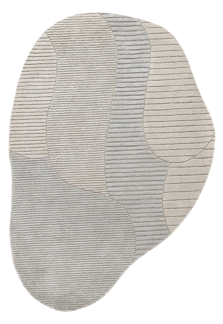 Stone Silver Modern Ripple Hand Tufted 5x7 Wool Area Rug - The Rug Decor