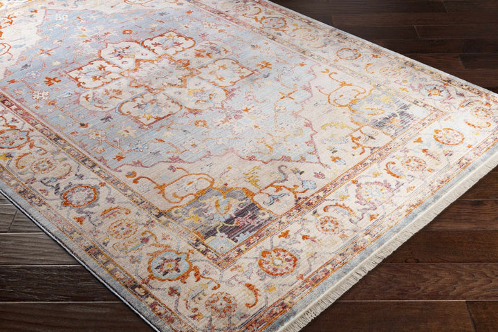 Stoneboro Traditional Medallion Design Beige And Blue Area Rug - The Rug Decor