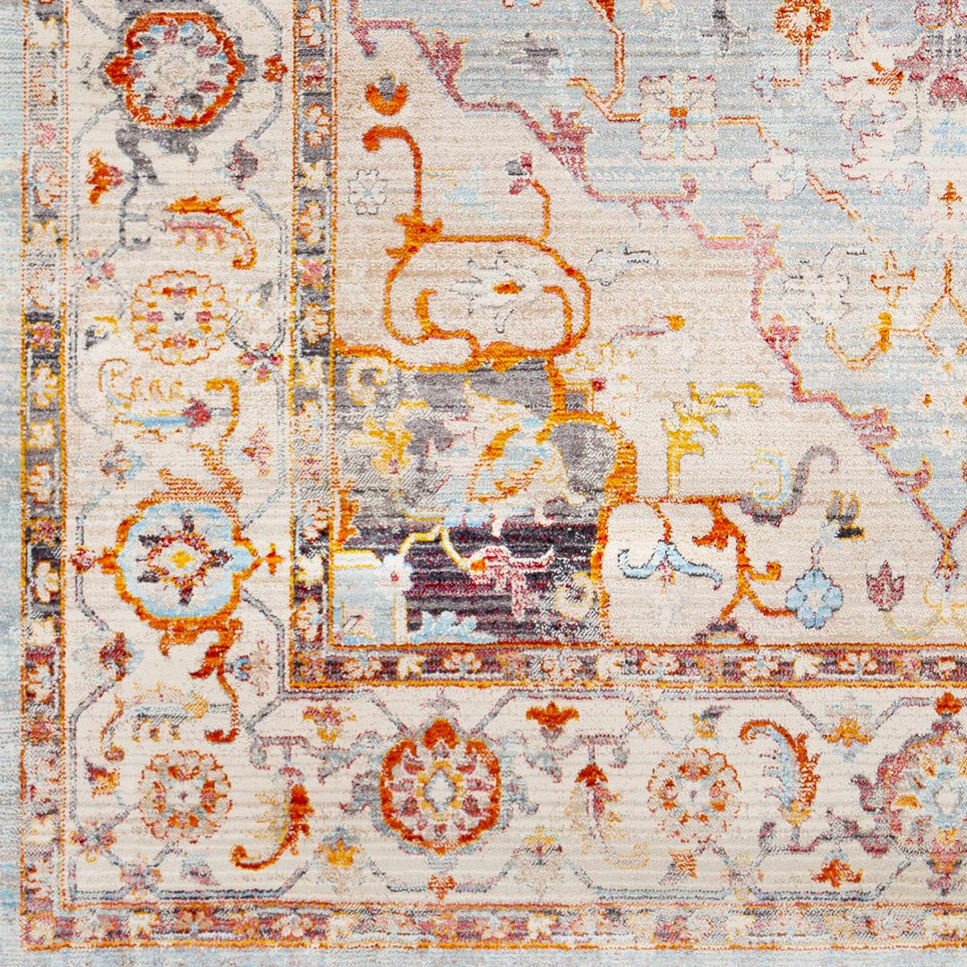 Stoneboro Traditional Medallion Design Beige And Blue Area Rug - The Rug Decor