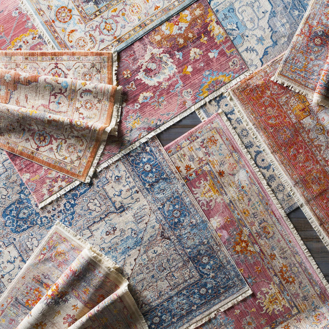 Stoneboro Traditional Medallion Design Beige And Blue Area Rug - The Rug Decor