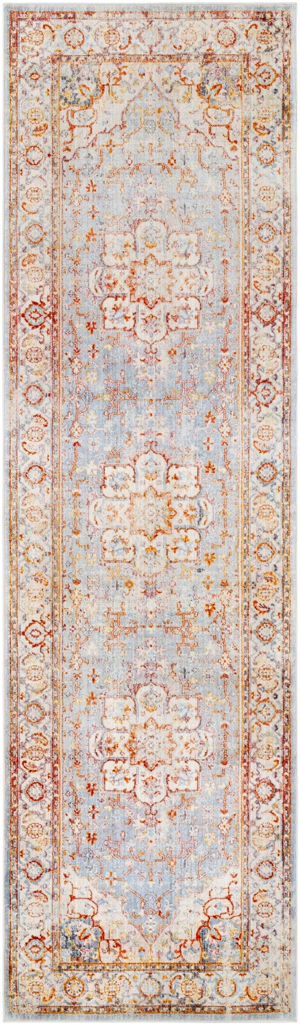 Stoneboro Traditional Medallion Design Beige And Blue Area Rug - The Rug Decor