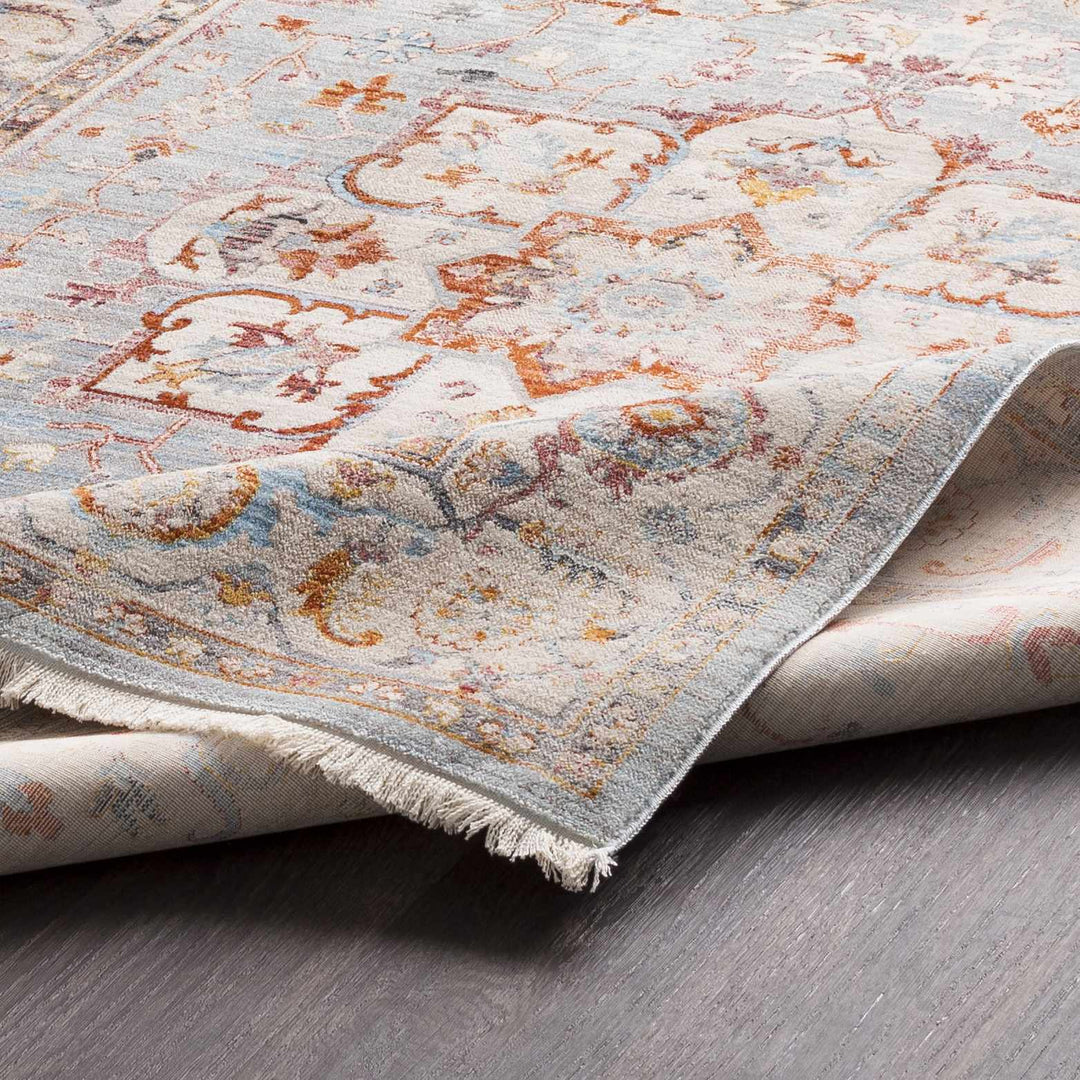 Stoneboro Traditional Medallion Design Beige And Blue Area Rug - The Rug Decor