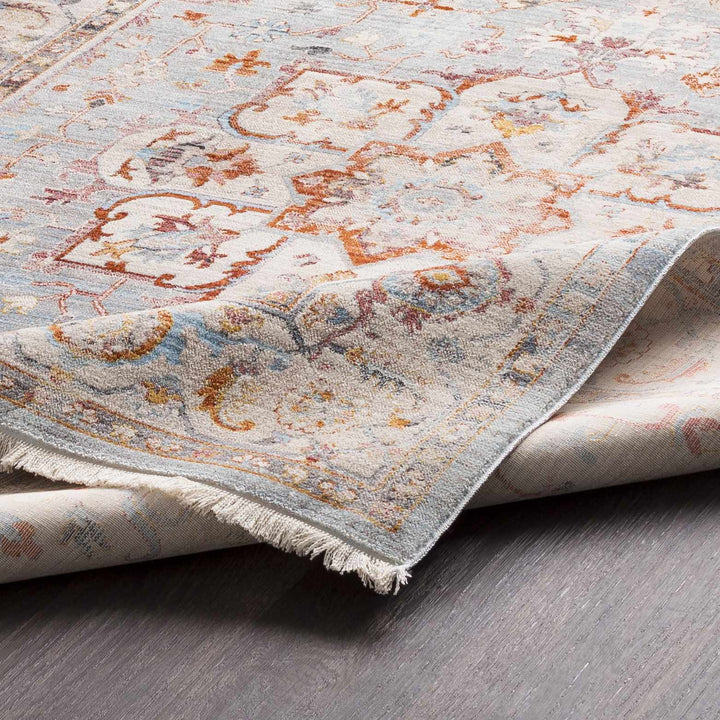 Stoneboro Traditional Medallion Design Beige And Blue Area Rug - The Rug Decor