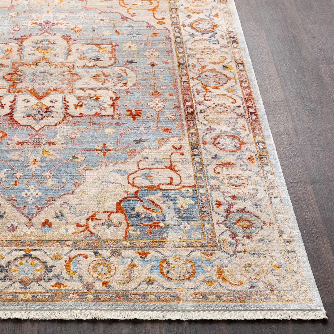 Stoneboro Traditional Medallion Design Beige And Blue Area Rug - The Rug Decor