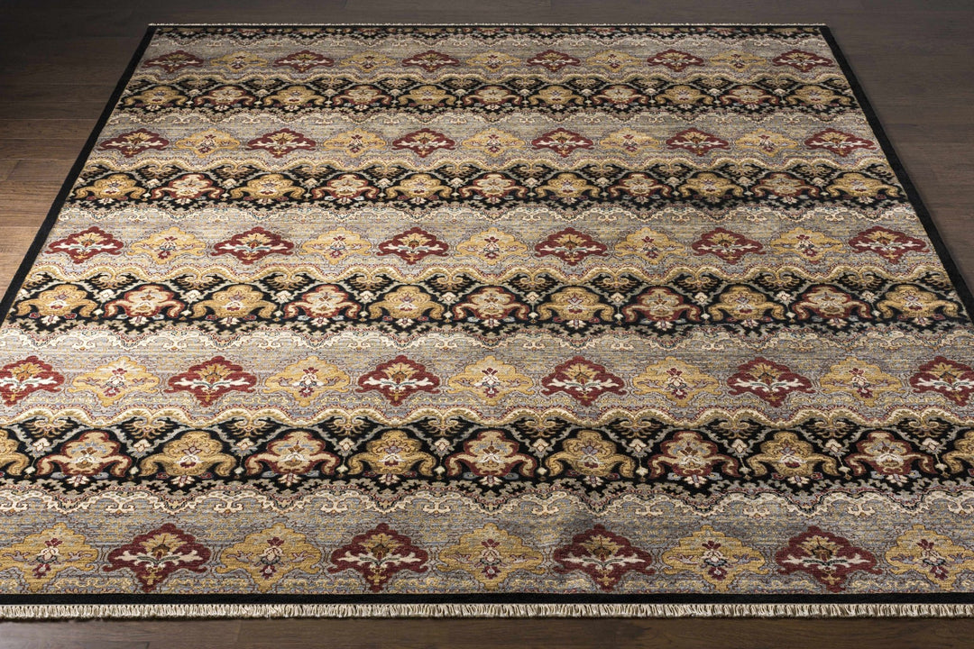 Stoutsville Ikat Design Black Hand Knotted Wool Rug - The Rug Decor