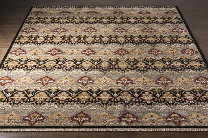 Stoutsville Ikat Design Black Hand Knotted Wool Rug - The Rug Decor