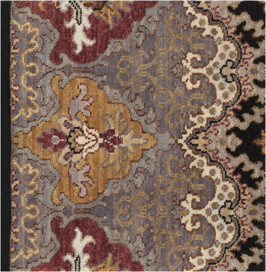 Stoutsville Ikat Design Black Hand Knotted Wool Rug - The Rug Decor