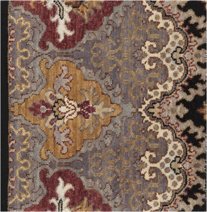 Stoutsville Ikat Design Black Hand Knotted Wool Rug - The Rug Decor