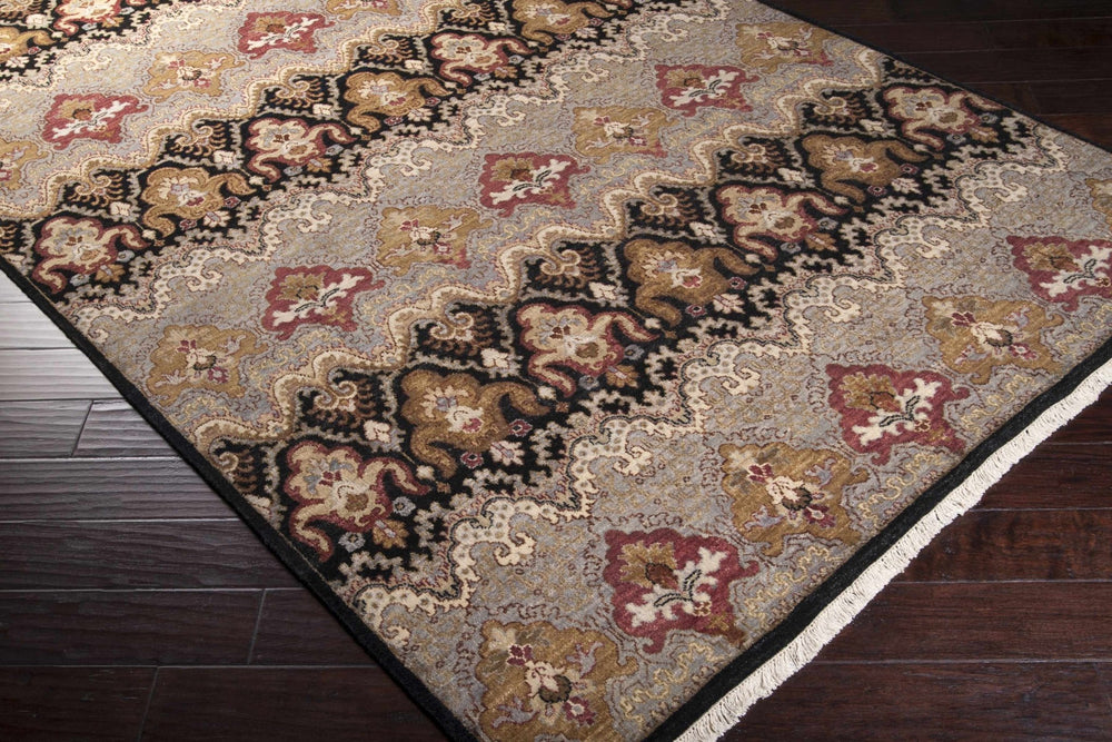 Stoutsville Ikat Design Black Hand Knotted Wool Rug - The Rug Decor