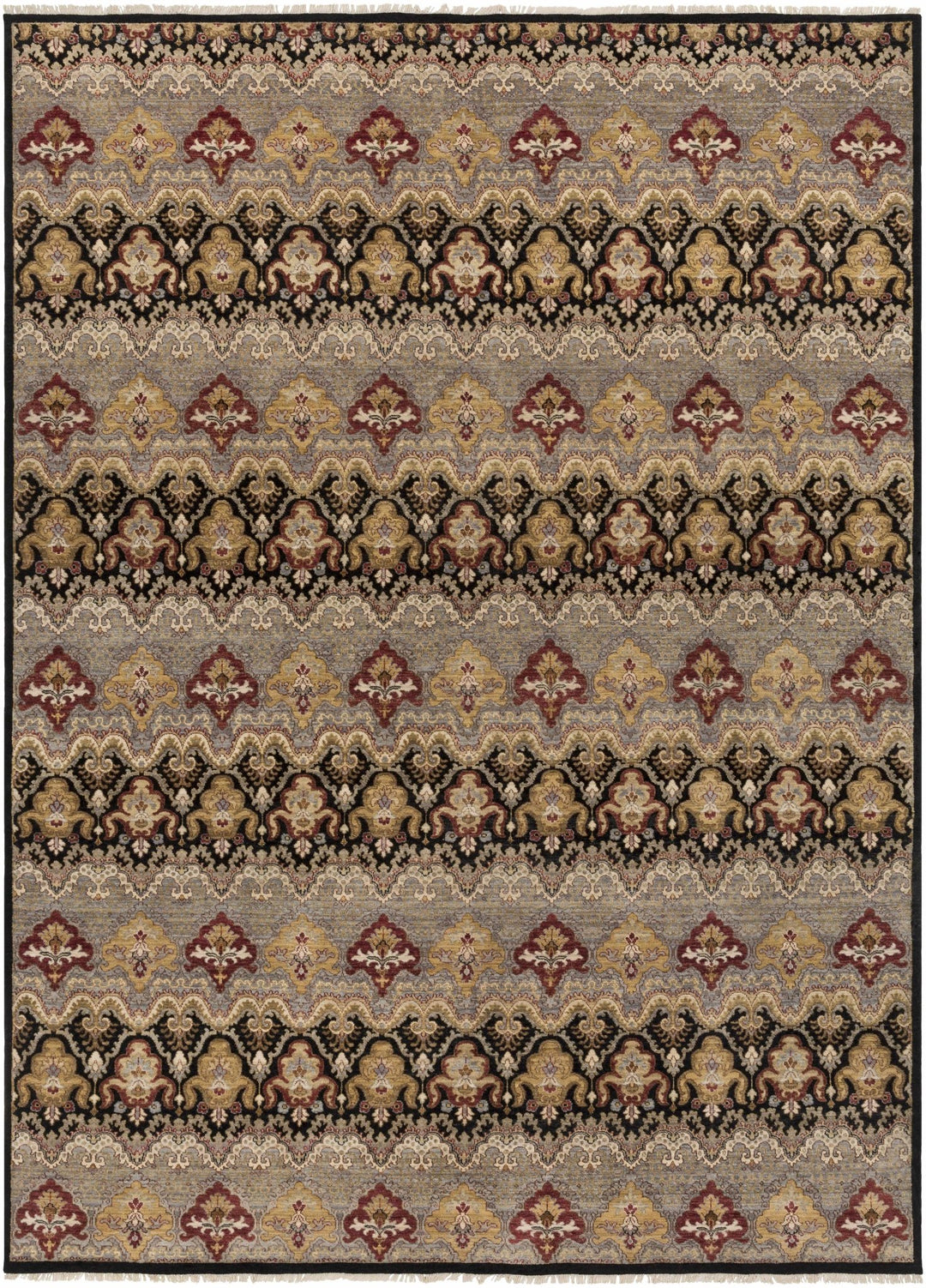 Stoutsville Ikat Design Black Hand Knotted Wool Rug - The Rug Decor