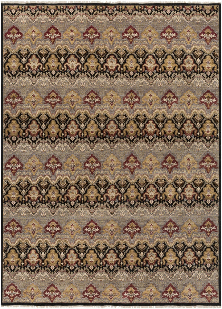 Stoutsville Ikat Design Black Hand Knotted Wool Rug - The Rug Decor