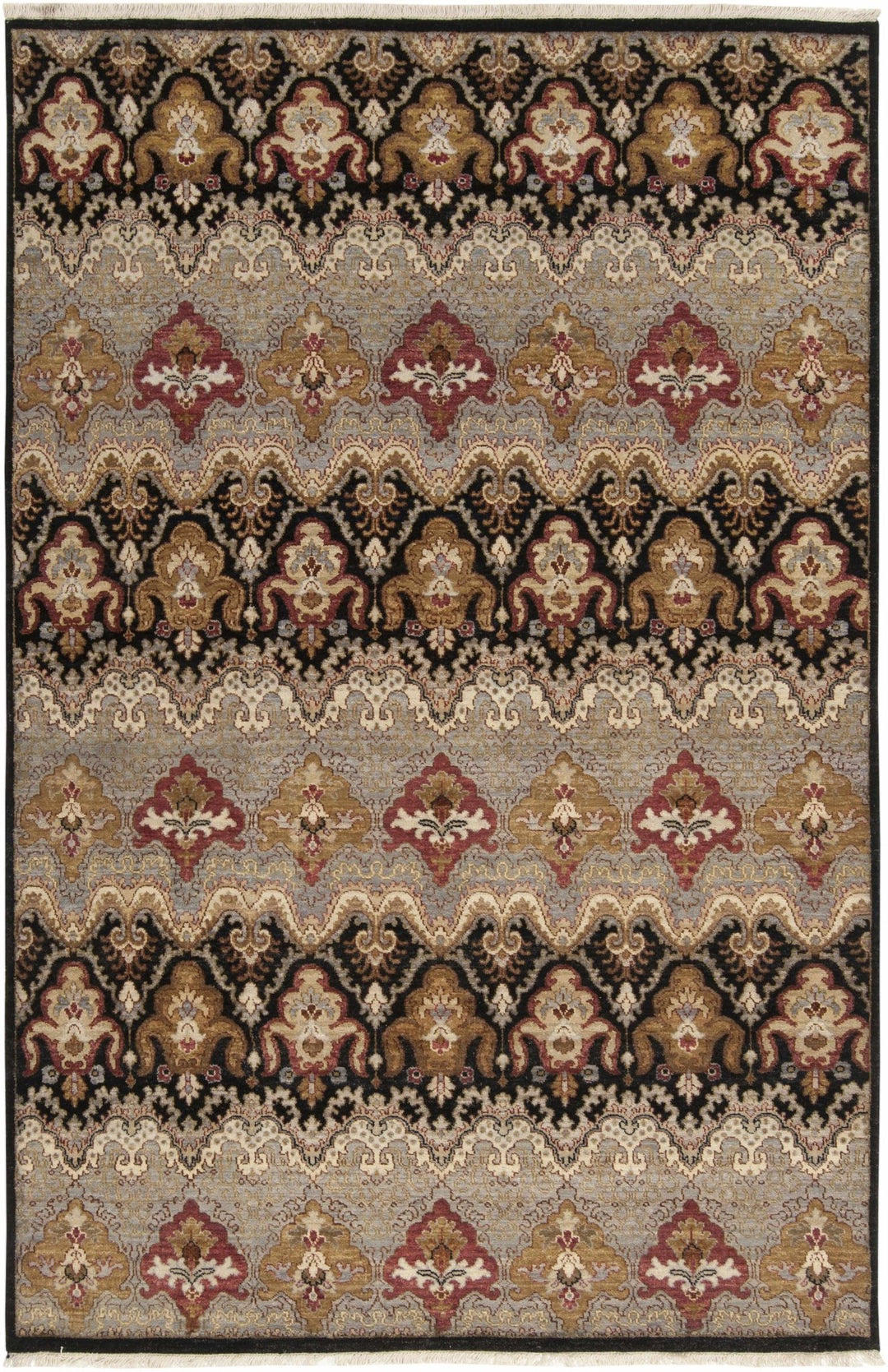 Stoutsville Ikat Design Black Hand Knotted Wool Rug - The Rug Decor