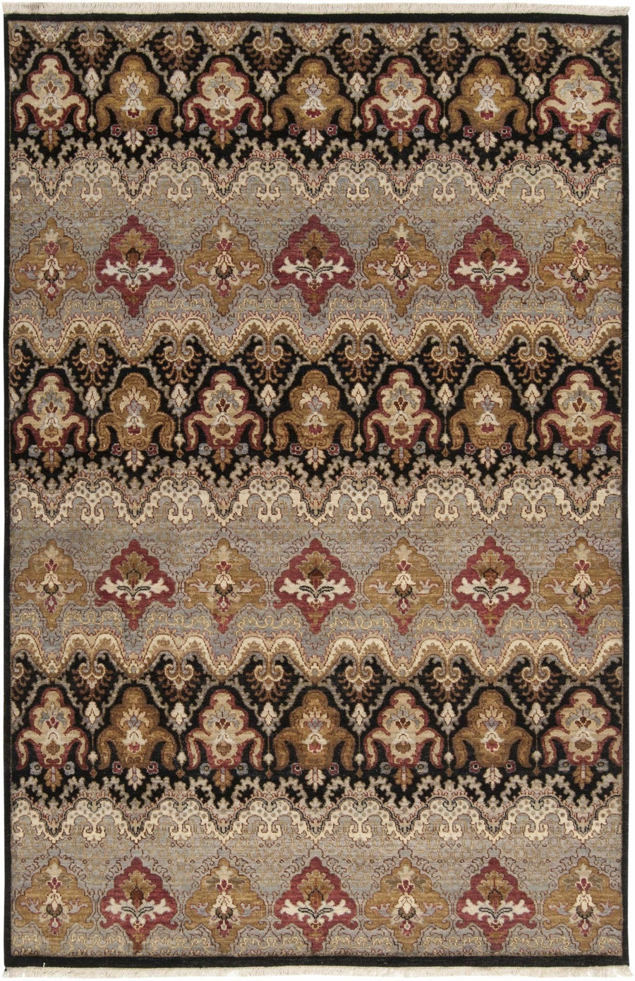 Stoutsville Ikat Design Black Hand Knotted Wool Rug - The Rug Decor