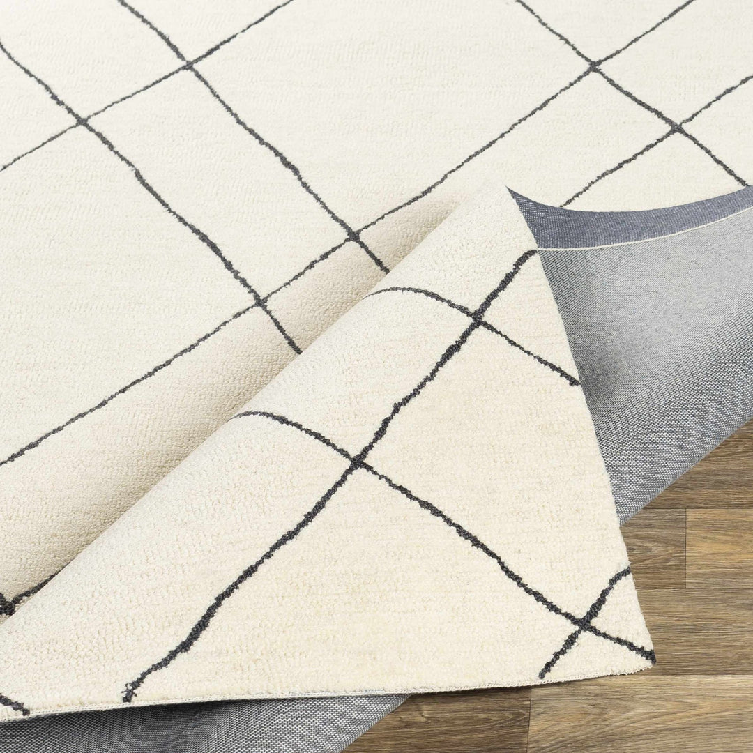 Strathalbyn Bohemian Transitional Design Cream And Black Hand Tufted Wool Rug - The Rug Decor