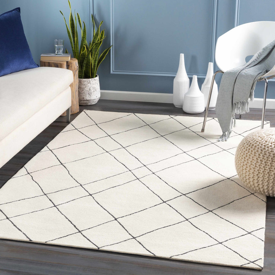 Strathalbyn Bohemian Transitional Design Cream And Black Hand Tufted Wool Rug - The Rug Decor