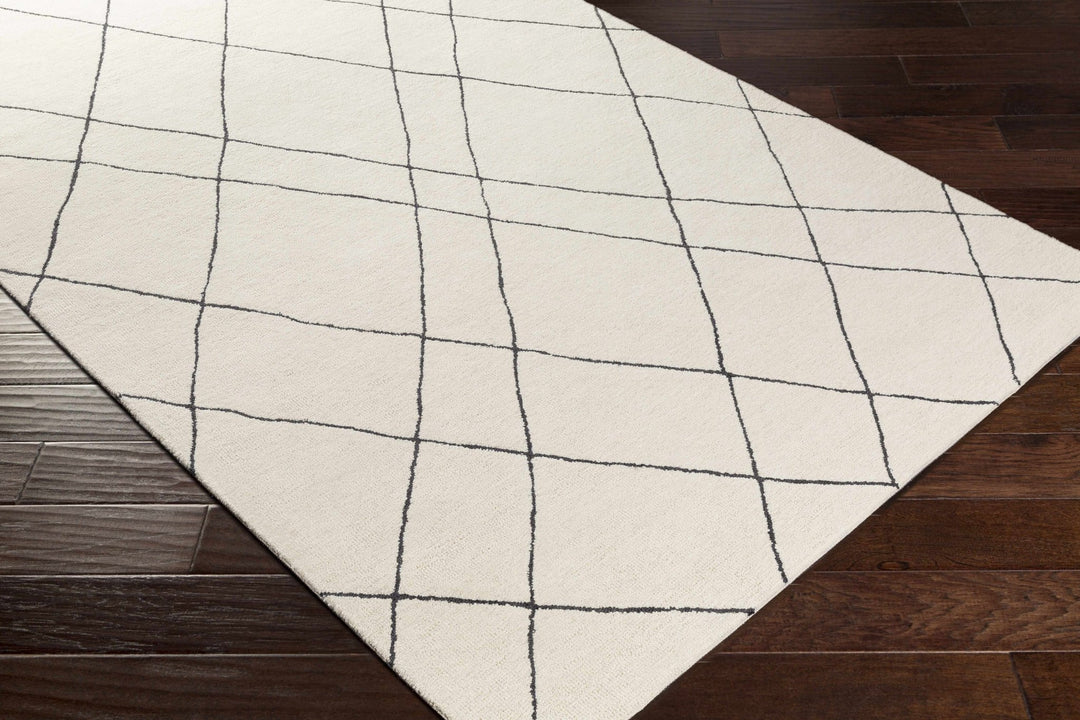 Strathalbyn Bohemian Transitional Design Cream And Black Hand Tufted Wool Rug - The Rug Decor