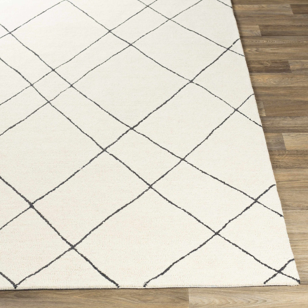 Strathalbyn Bohemian Transitional Design Cream And Black Hand Tufted Wool Rug - The Rug Decor