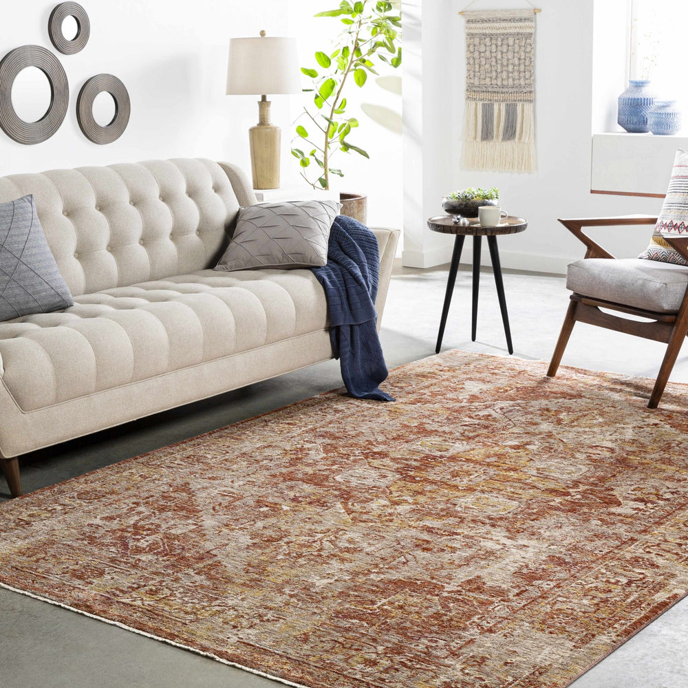 Strathbogie Traditional Style Beige And Rust Area Rug - The Rug Decor